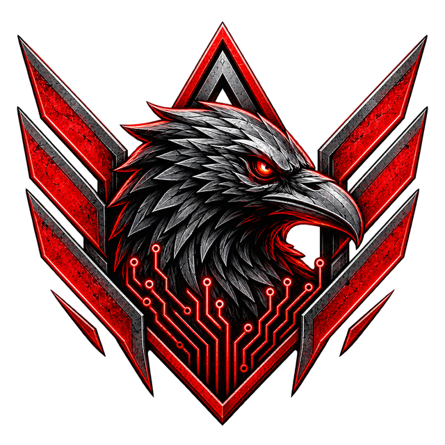BlackWire emblem — a circuit-veined hawk